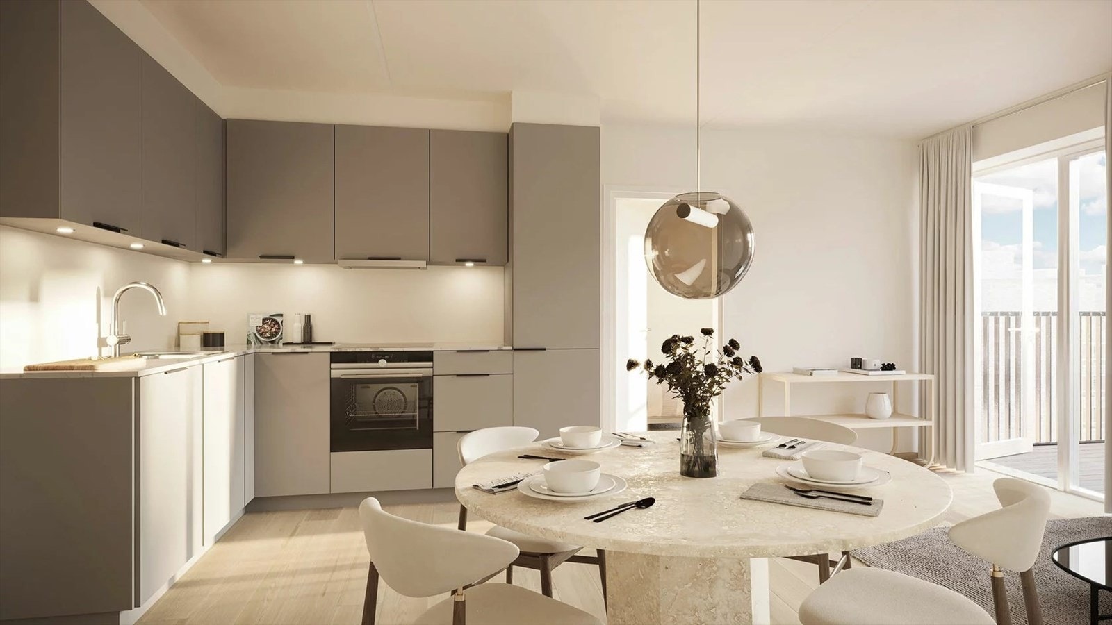 Valgt interiørkonsept er Nordisk kald. Illustrasjon av kjøkken, avvik kan forekomme. Galleribilde