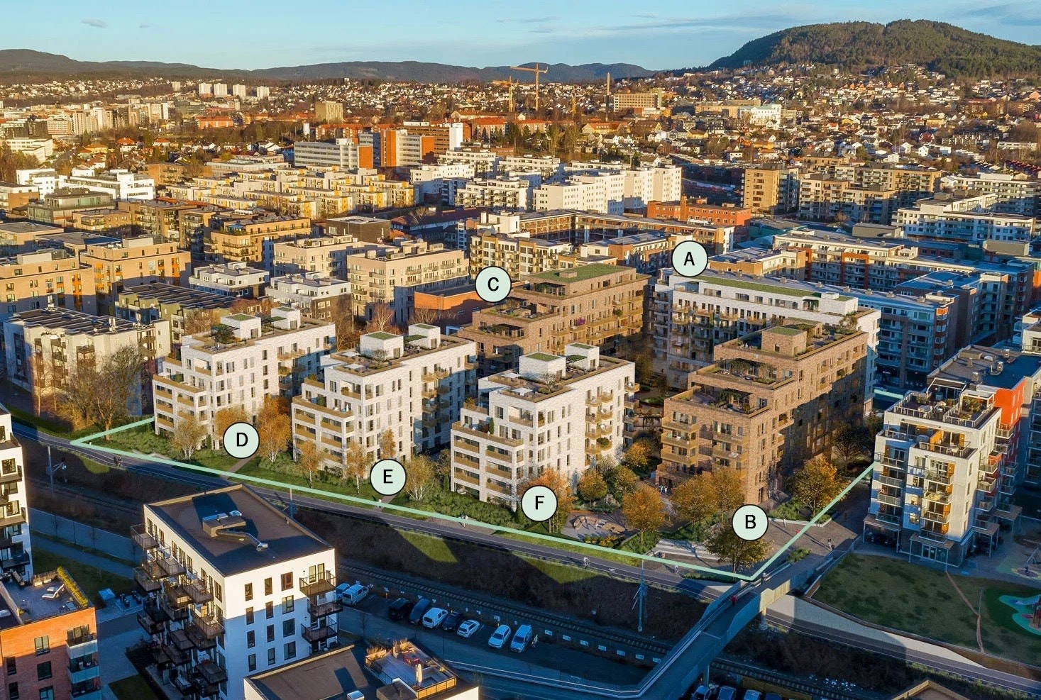 Illustrasjon av hele prosjektet Gregers Kvartal Galleribilde