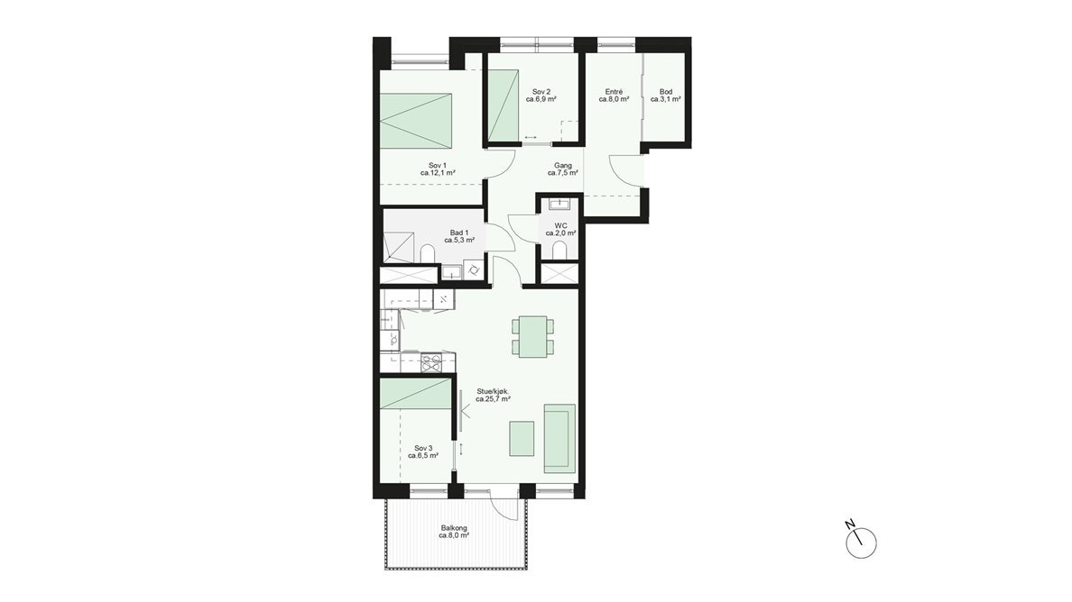 Plantegning leilighet A2-401 Galleribilde