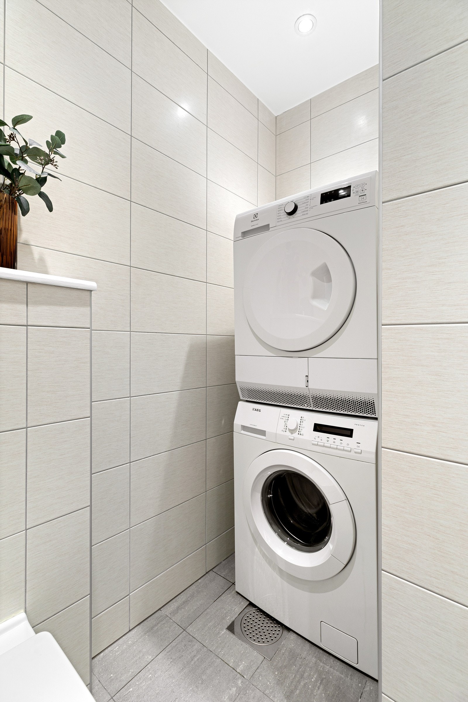 Det er opplegg for vaskemaskin og tørketrommel Galleribilde