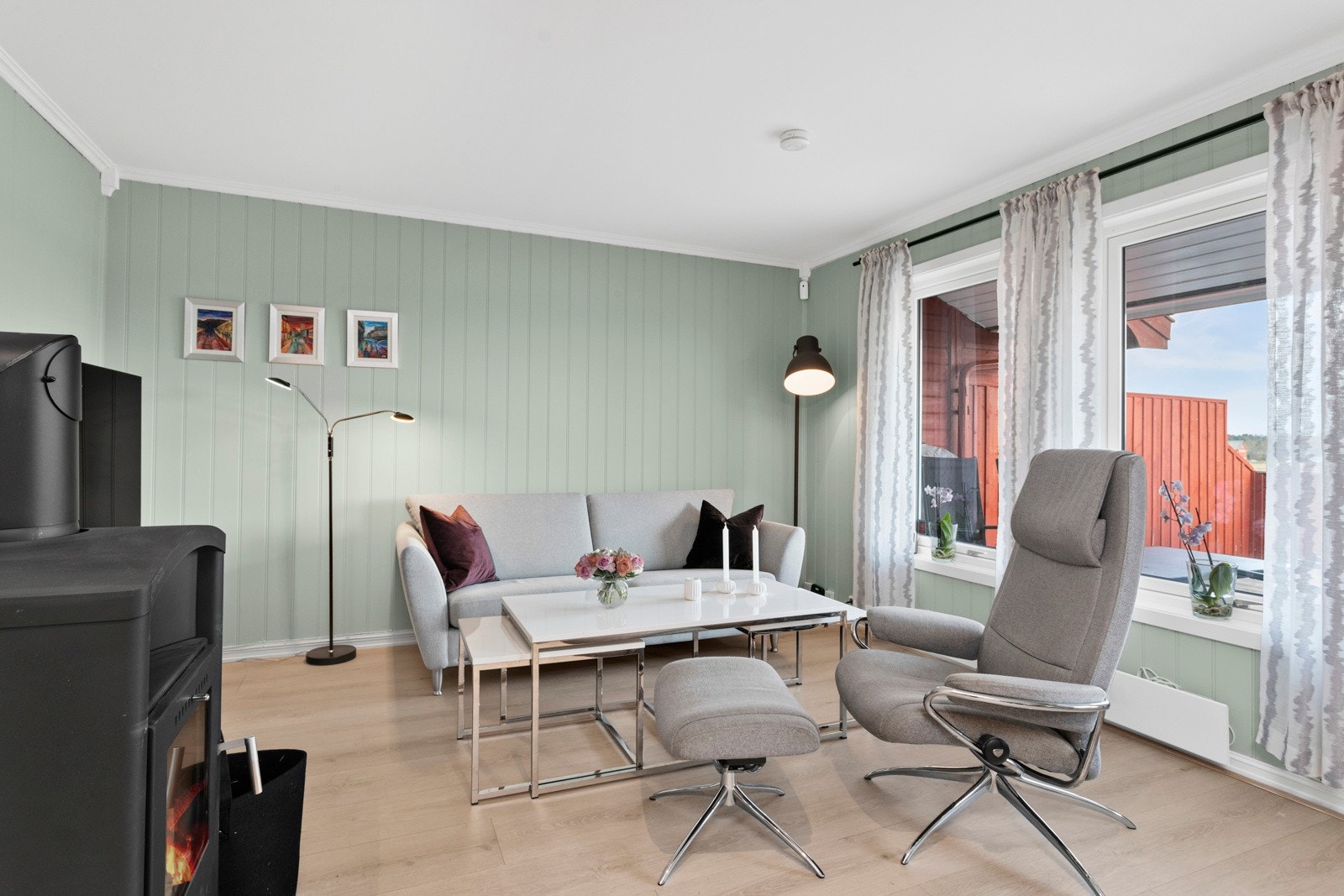 Stue med peisovn Galleribilde