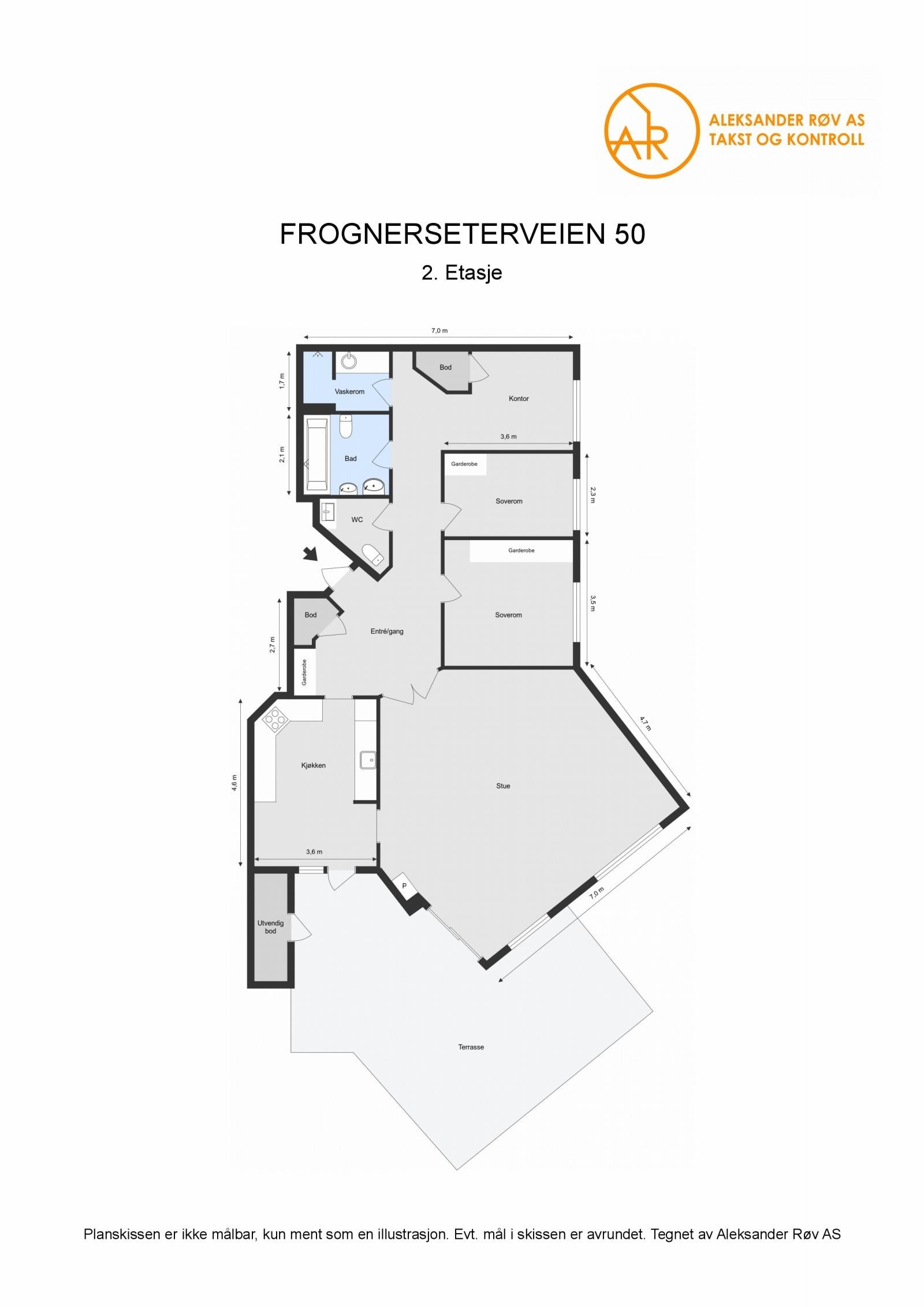 Plantegning Frognerseterveien 50. Galleribilde