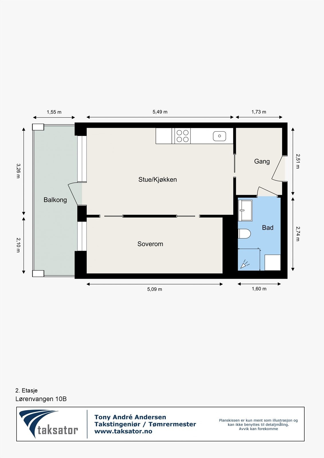 Plantegning fra takstmann. Galleribilde