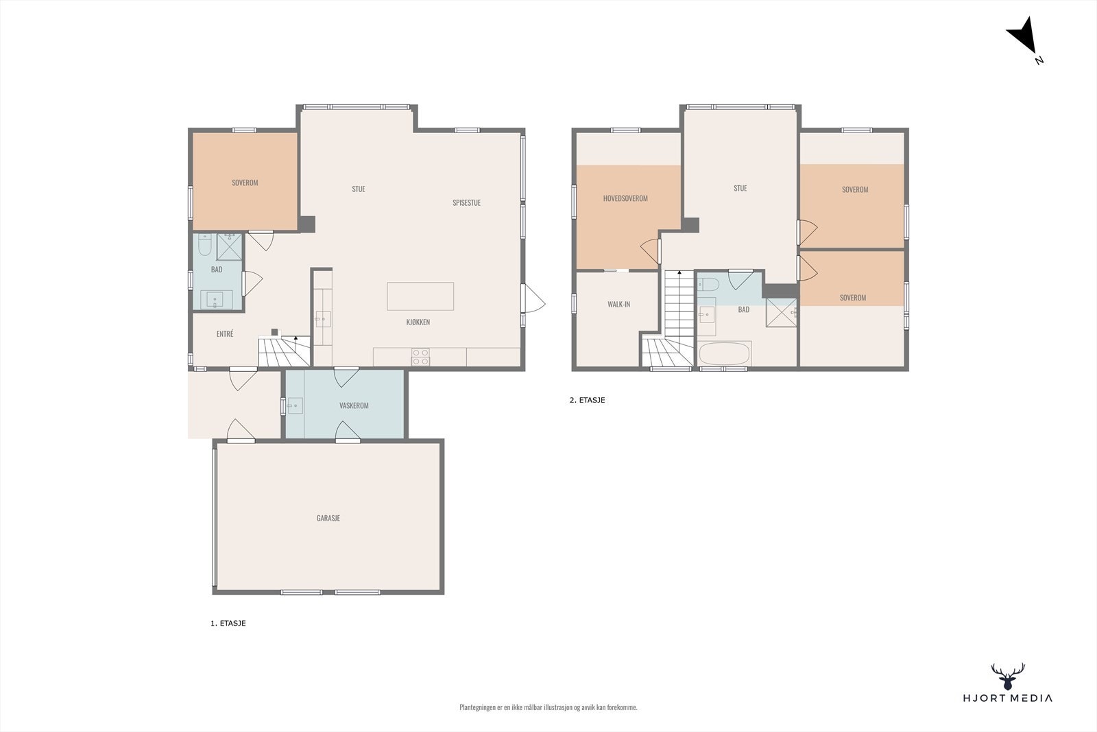 Plantegning begge etasjer. Galleribilde