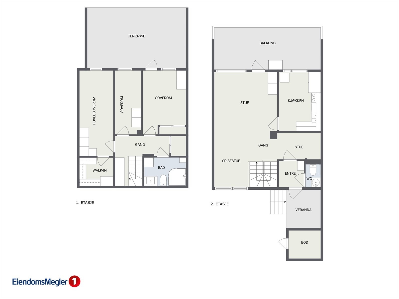 Plantegning begge etg. Galleribilde