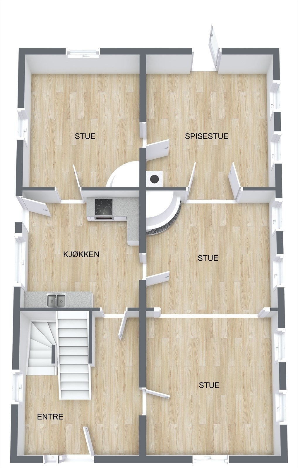 Plantegning hovedetasje. Galleribilde