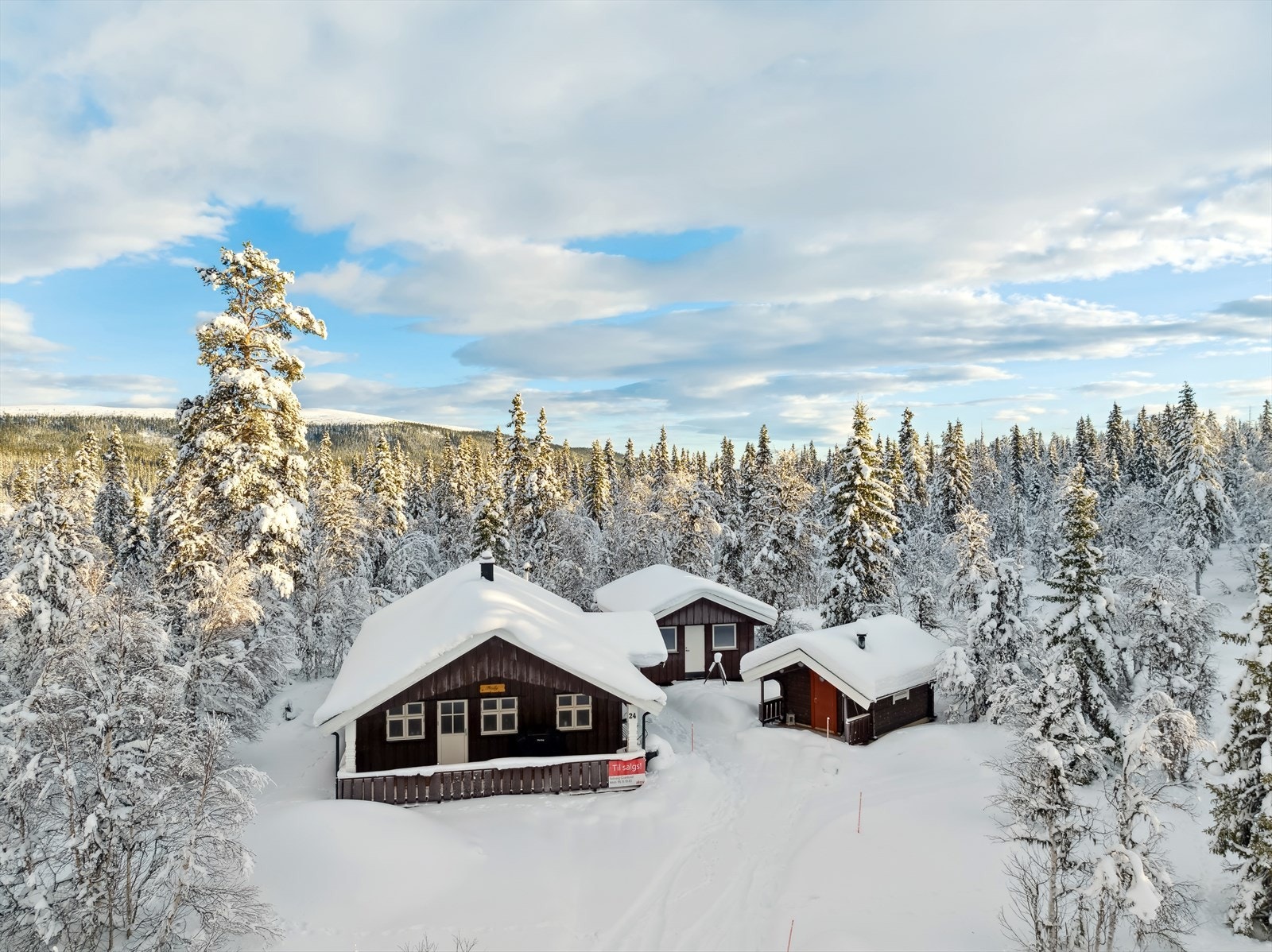 Trivelig hyttetun i naturskjønne omgivelser øst for Koppang retning Raudfjellet. Hytta ligger i et lite hyttefelt med spredt fritidsboligbebyggelse og det er vei helt inn til hytta. Denne veien blir også brøytet på vinterstid gjennom velforeningen. Galleribilde