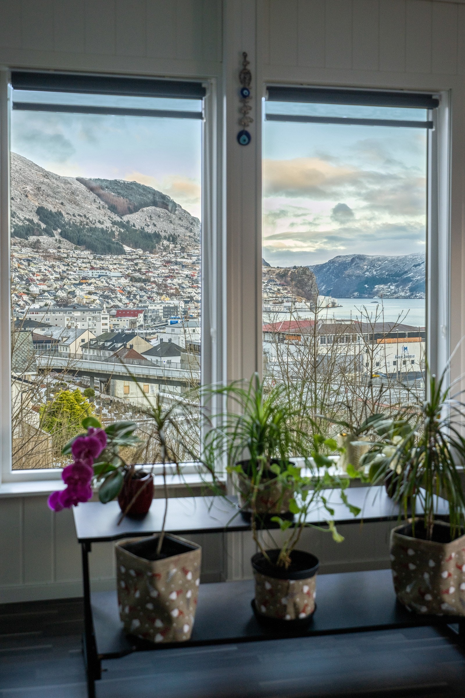 Flott utsikt mot sjøen og Måløy by Galleribilde