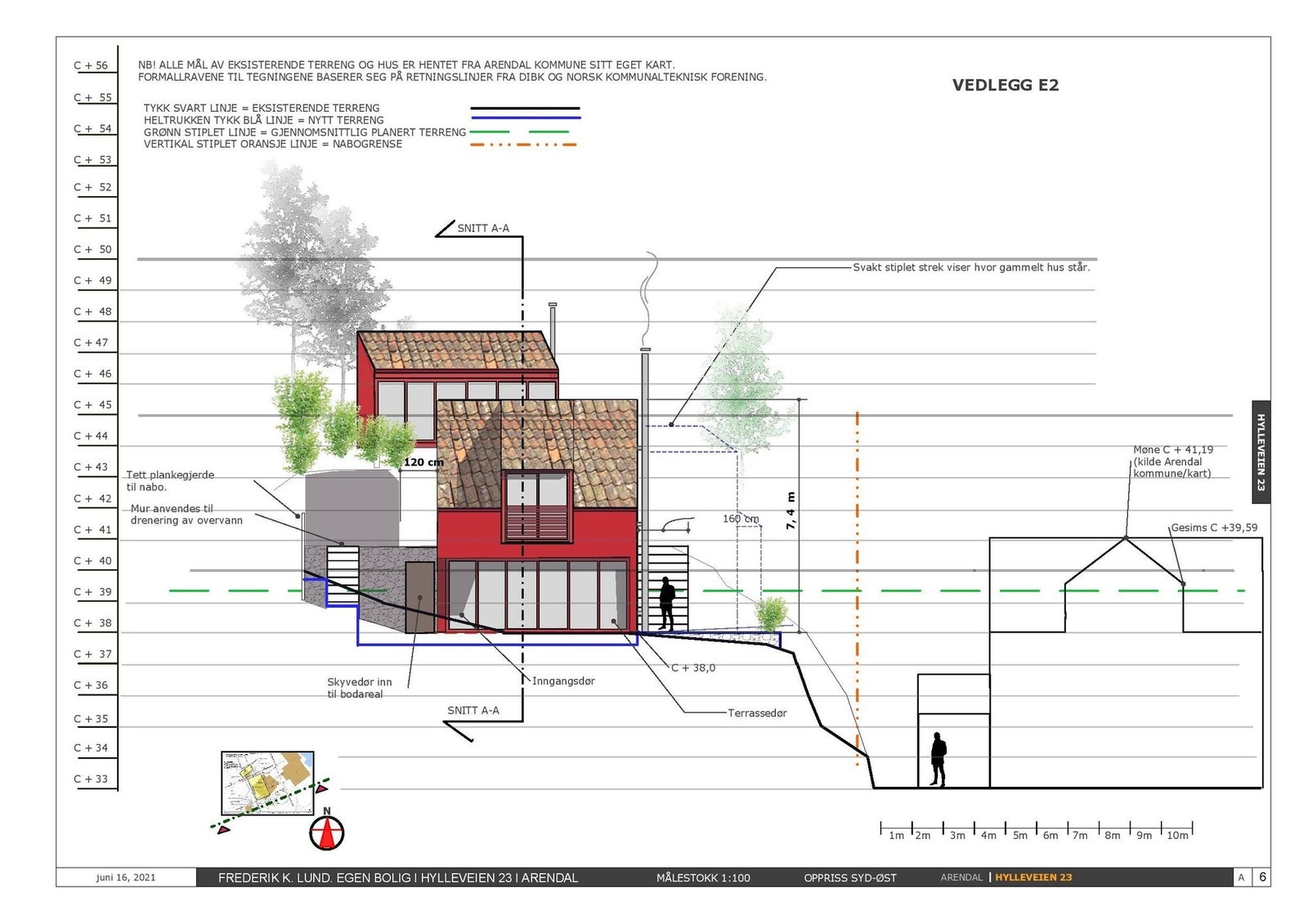 Frontfasade mot syd-øst av nytt arkitekttegnet hus hvor det er gitt rammetillatelse. Galleribilde