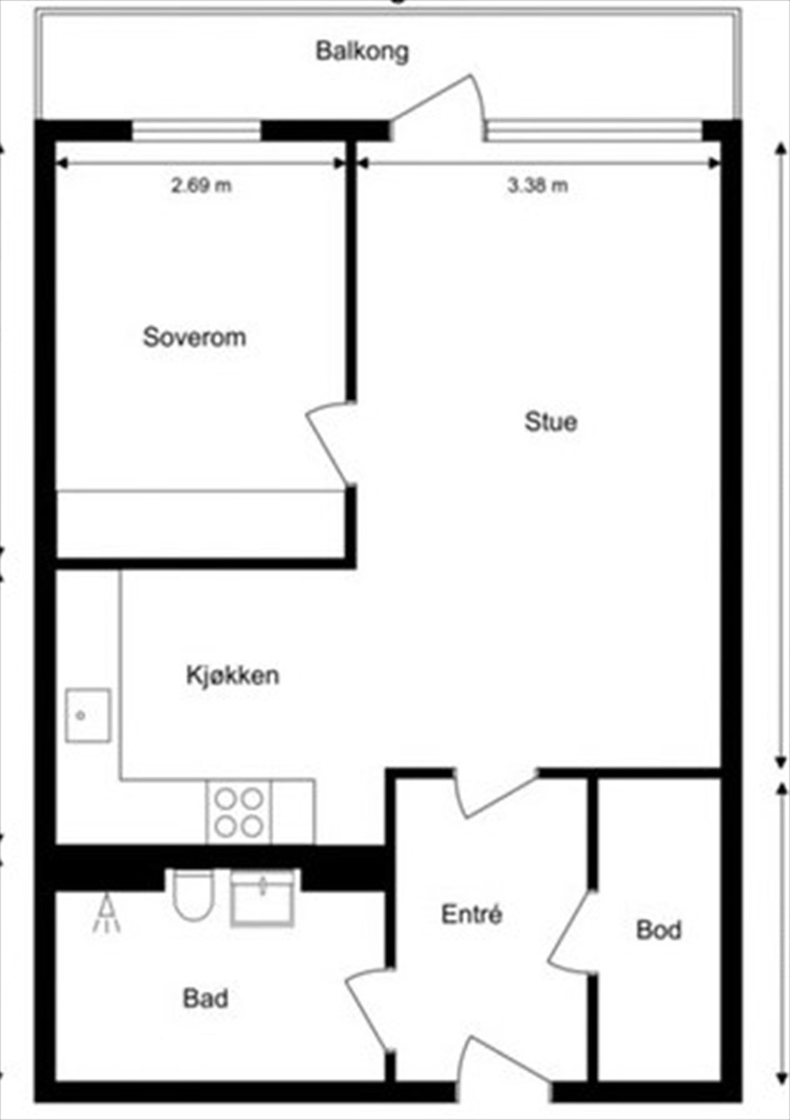 Plantegning - ca mål på vegger Galleribilde