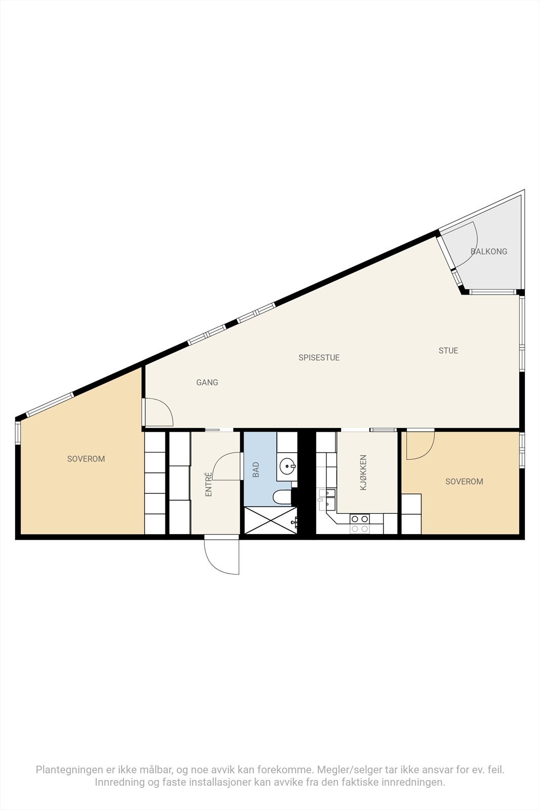 Plantegning - totalt innvendig bruksareal på 89 kvm. Galleribilde