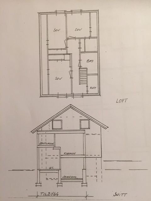 Plan loft og snitt Galleribilde