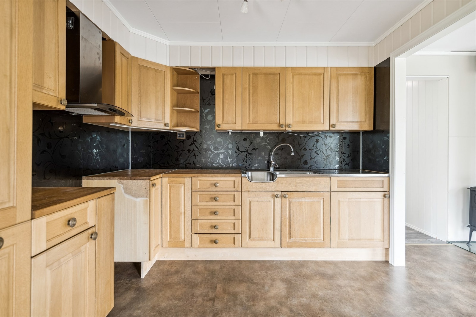 I innredningen er det avsatt plass til komfyr. Galleribilde