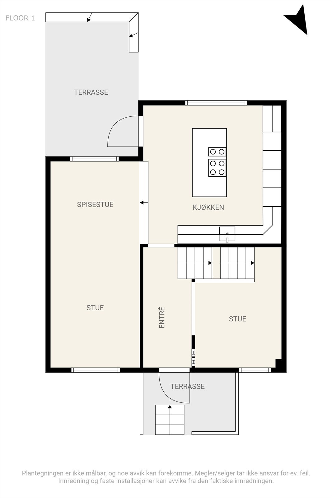 1. ETASJE | ENTRE, SPISESTUE, STUE, "DRØMMEKJØKKENET" & ADKOMST TIL UTEOMRÅDER. Galleribilde