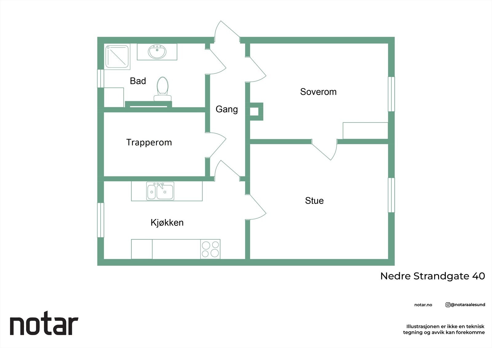 Planskisse av leiligheten Galleribilde
