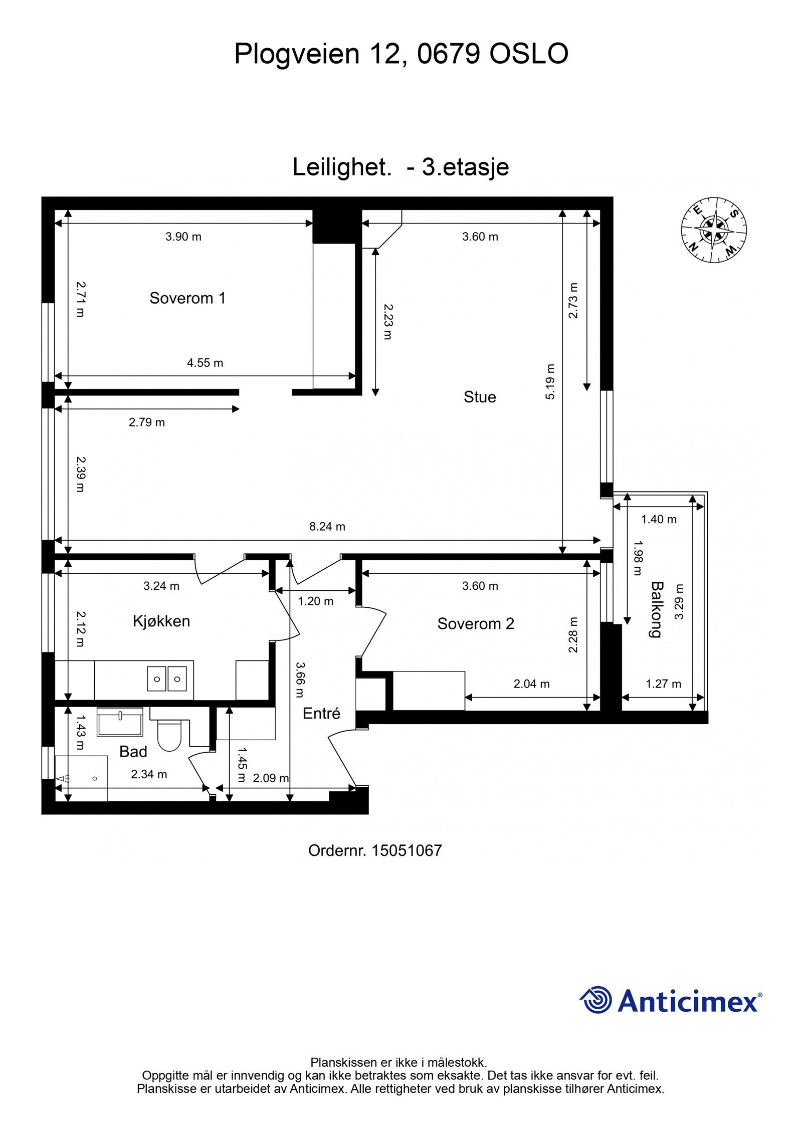 Skisse med mål. Galleribilde