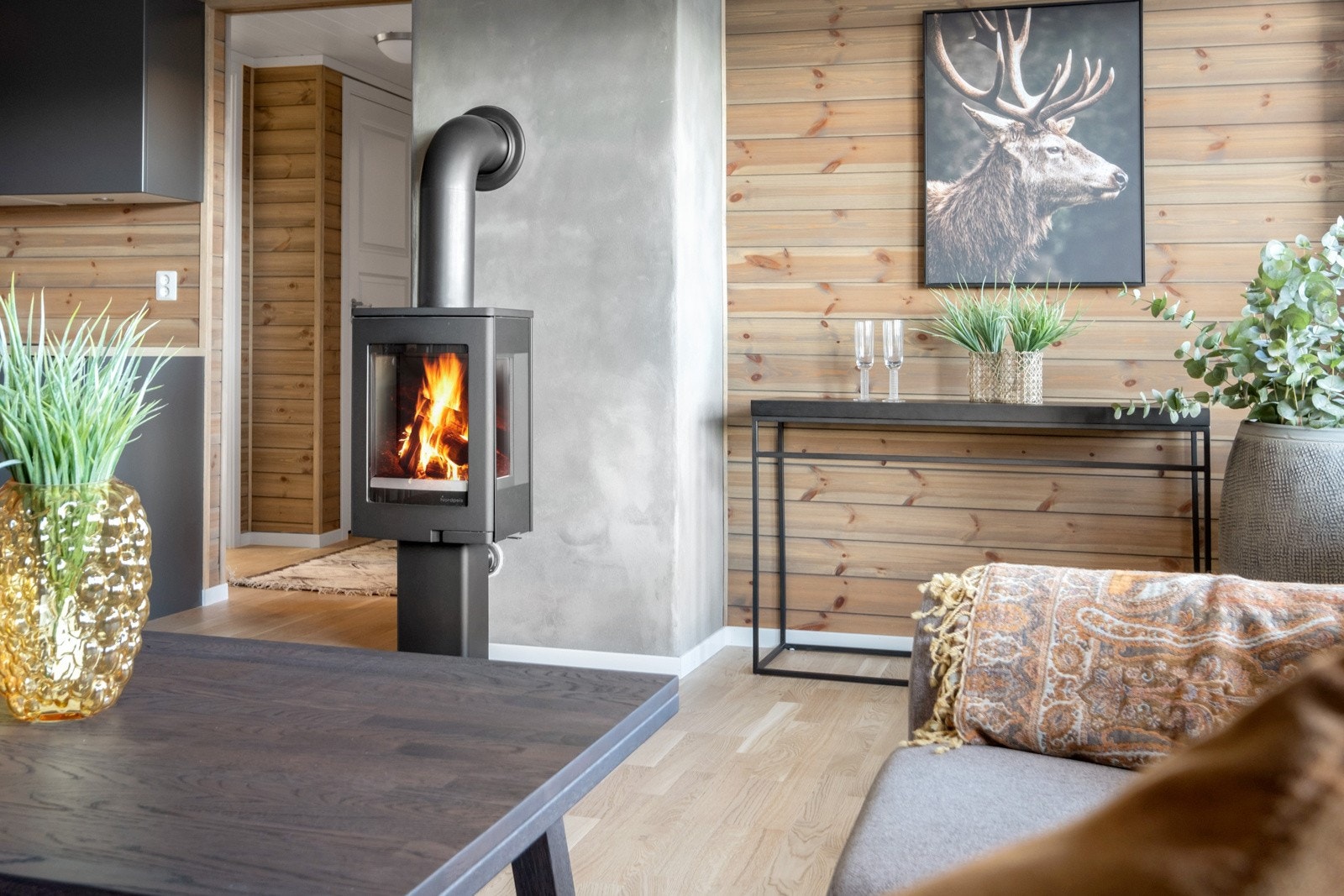 Peisovn som sørger for varme og kos etter en lang dag i bakken Galleribilde