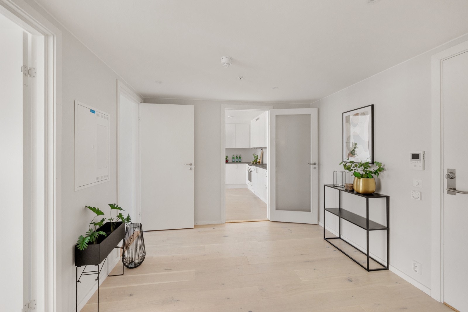 Gangen er meget romslig og har god plass for avheng av yttertøy og sko Galleribilde