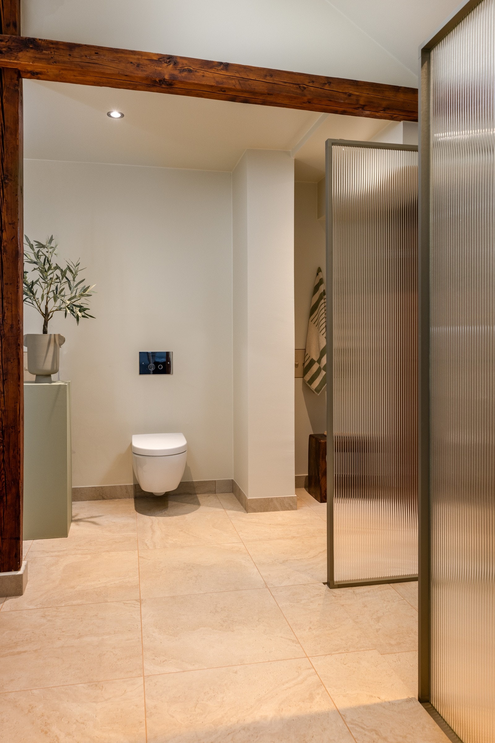 Vegghengt toalett og eksklusive dusjdører. Galleribilde