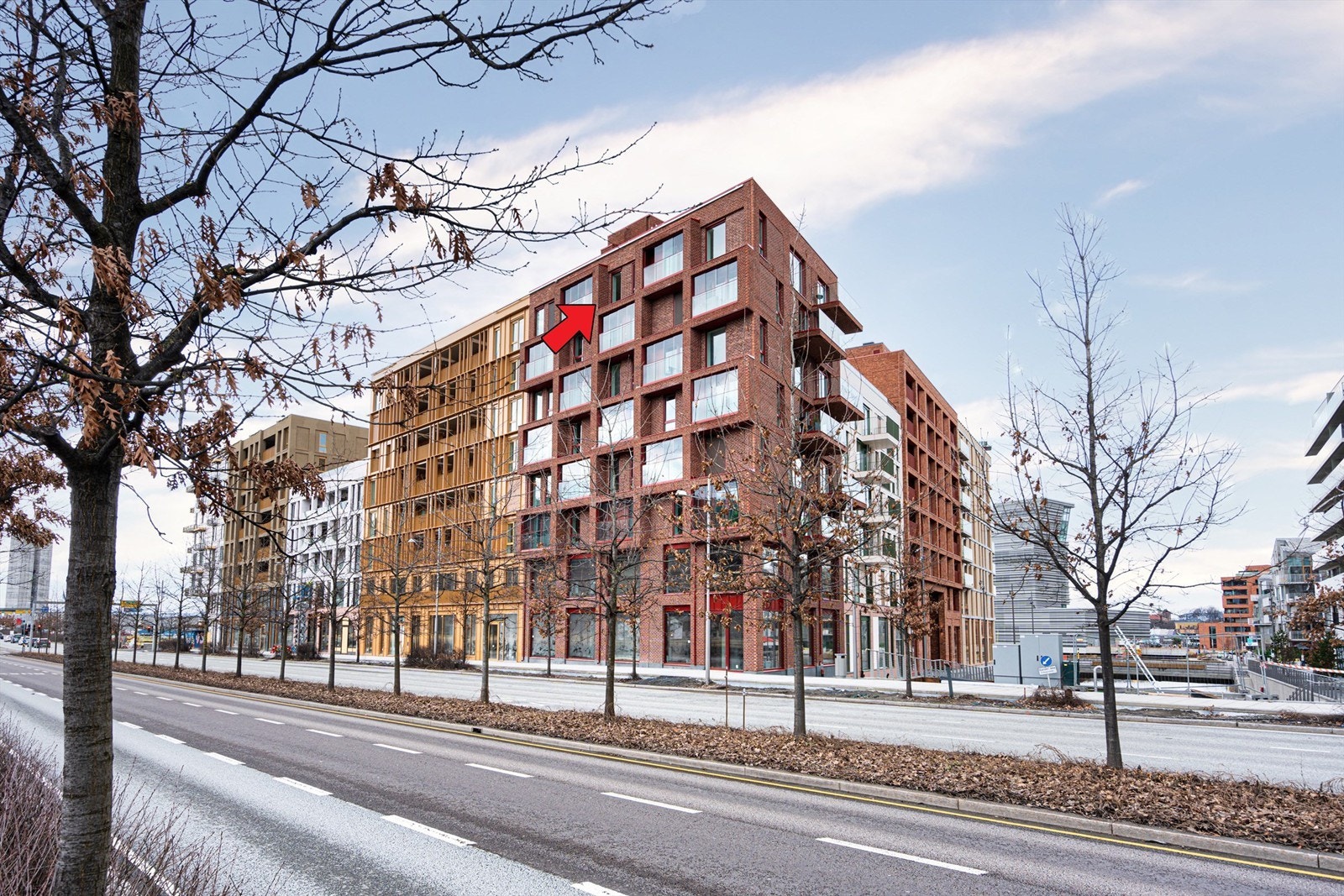 Markering av leilighetens beliggenhet. Galleribilde