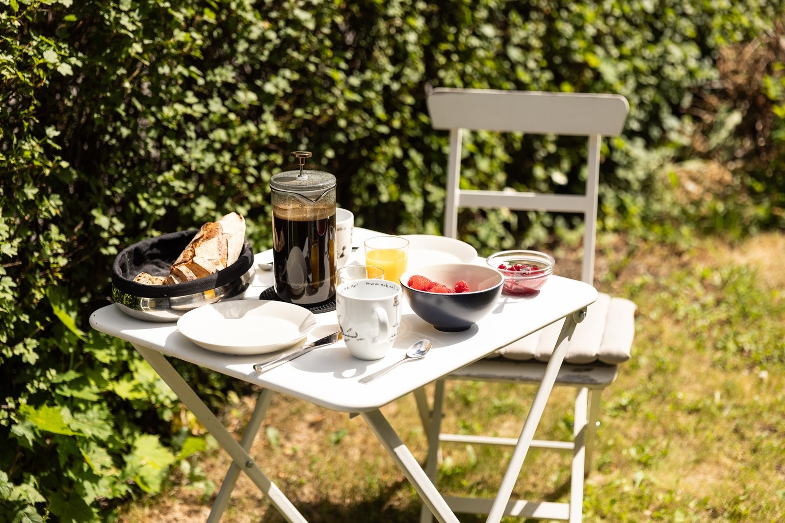 Hagen har gode solforhold gjennom hele dagen, og man kan enkelt forflytte seg etter solen. . Galleribilde
