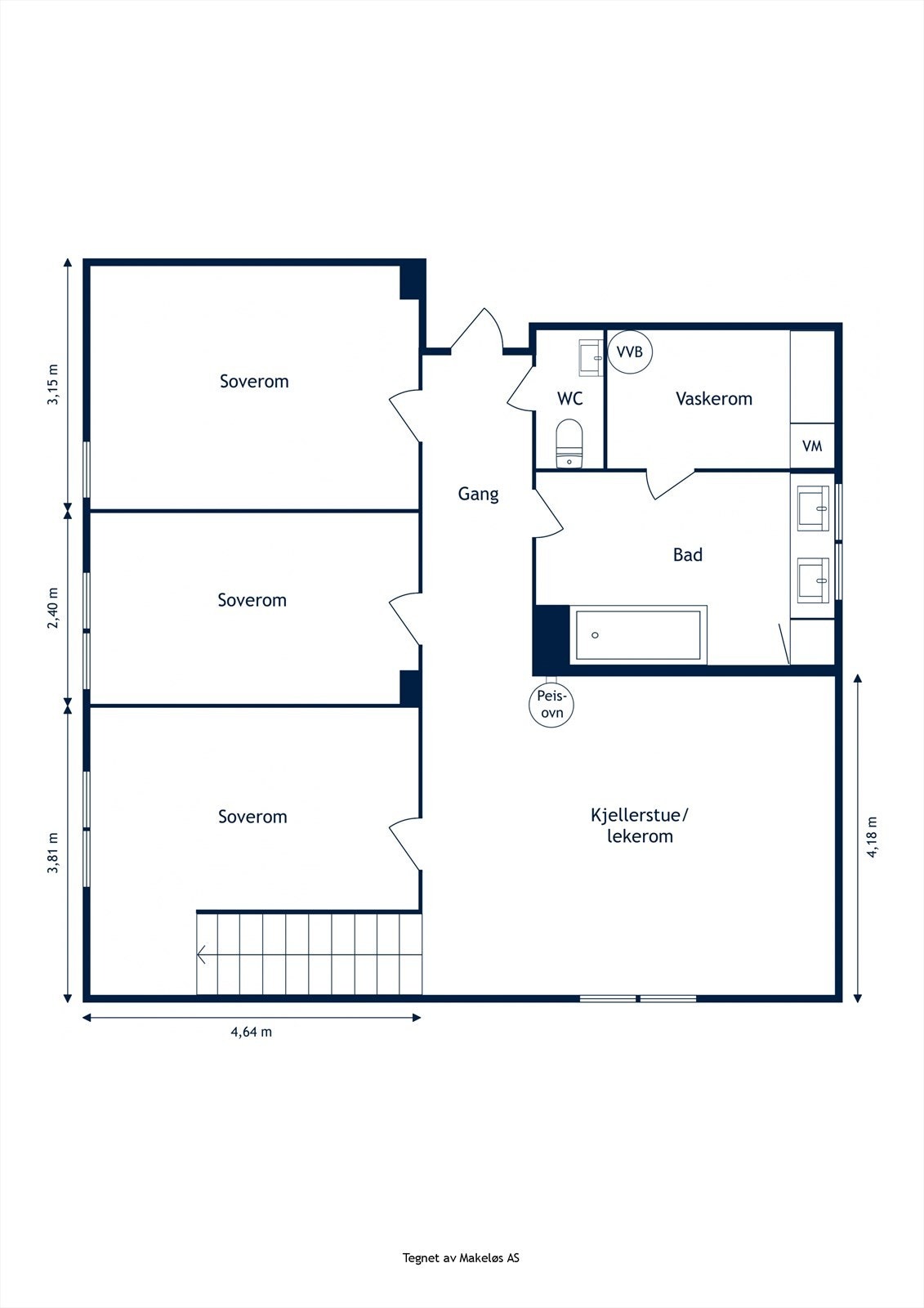 Plantegning underetasje. Galleribilde