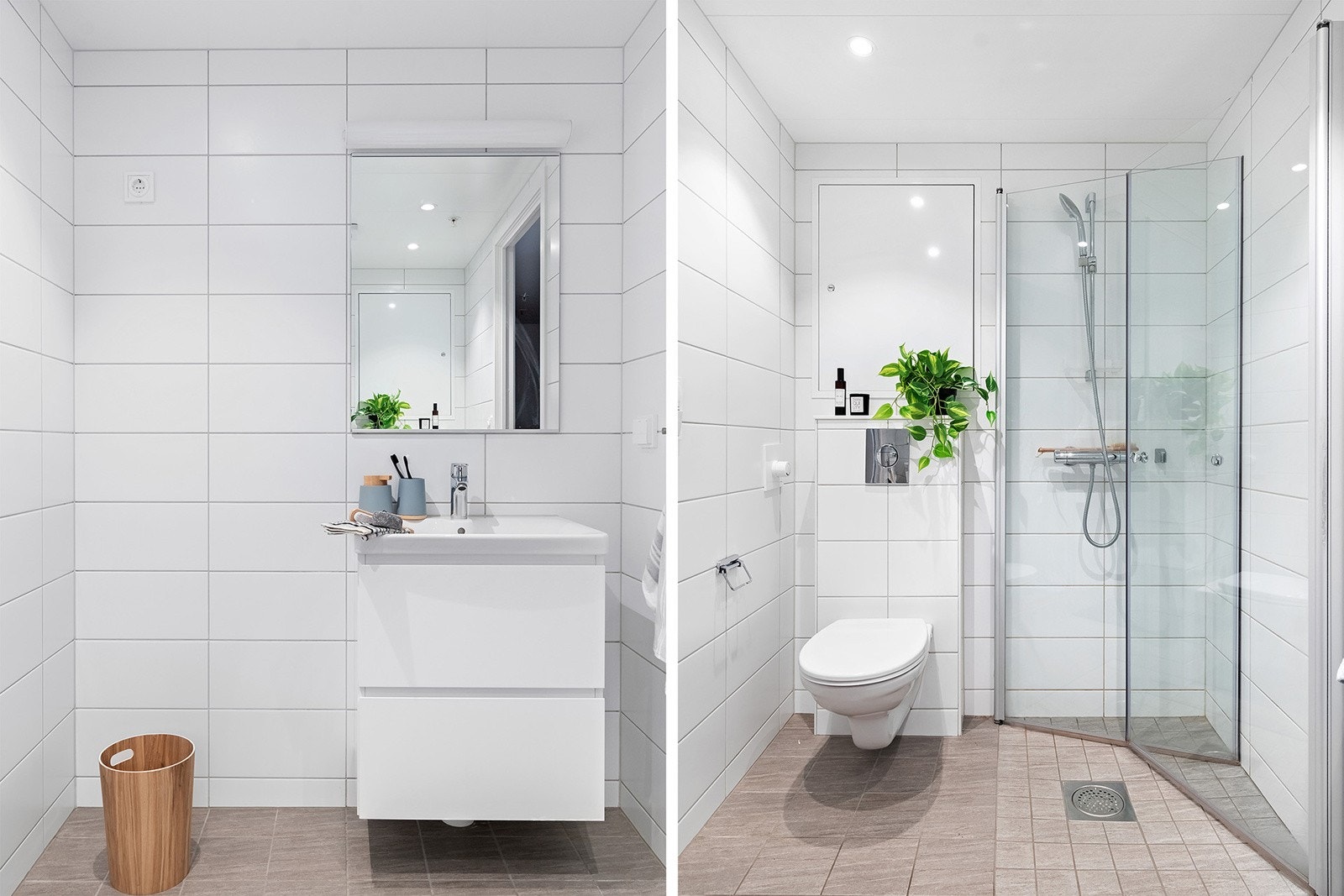 Badet har opplegg for vaskemaskin og tørketrommel. Galleribilde