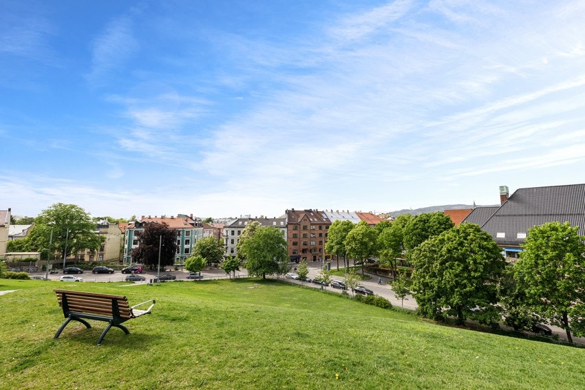 Utenfor leiligheten ligger den populære parken Idioten, med nydelig utsikt og lekeplass. Noen minutter unna finner du også Stensparken og St.Hanshaugen. Galleribilde