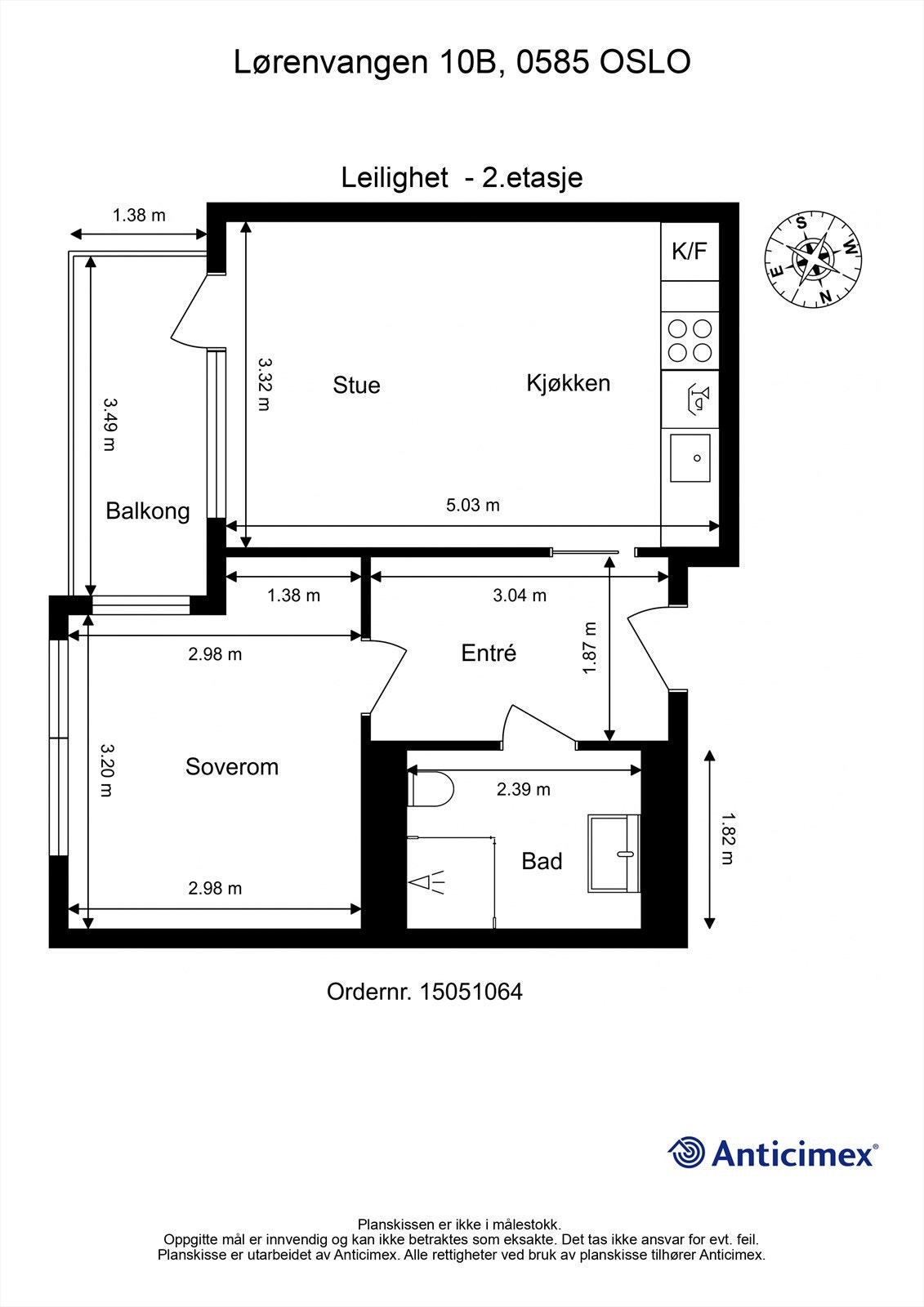 Plantegning utarbeidet av bygningssakkyndig i Anticimex Galleribilde