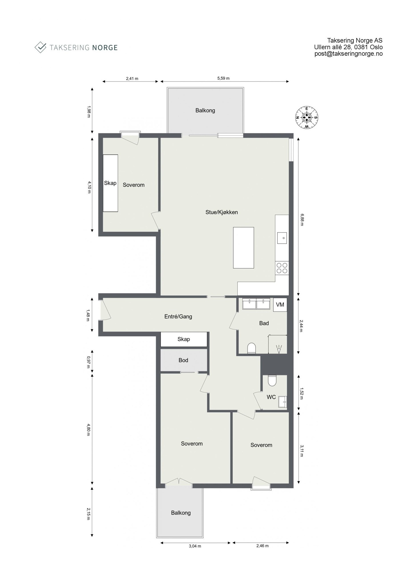 Målsatt plantegning. Galleribilde