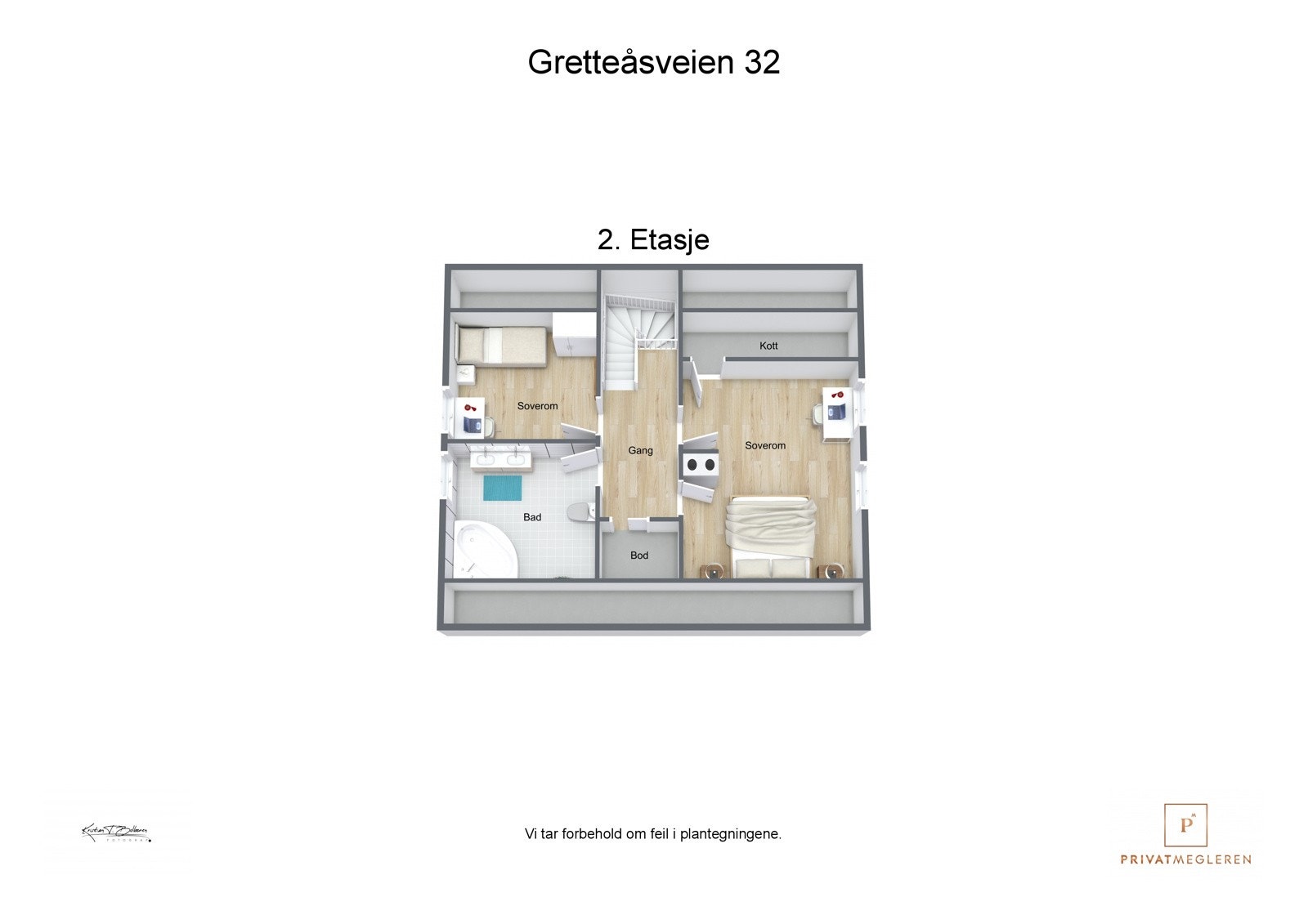 Gretteåsveien 32 - 3D plantegning 2. Etasje Galleribilde