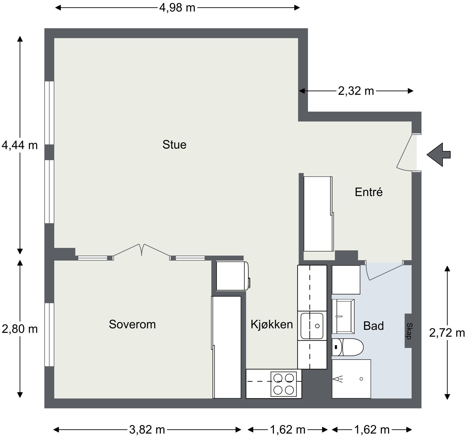 Smart planløsning med god utforming, som gir fine innredningsmuligheter. Galleribilde