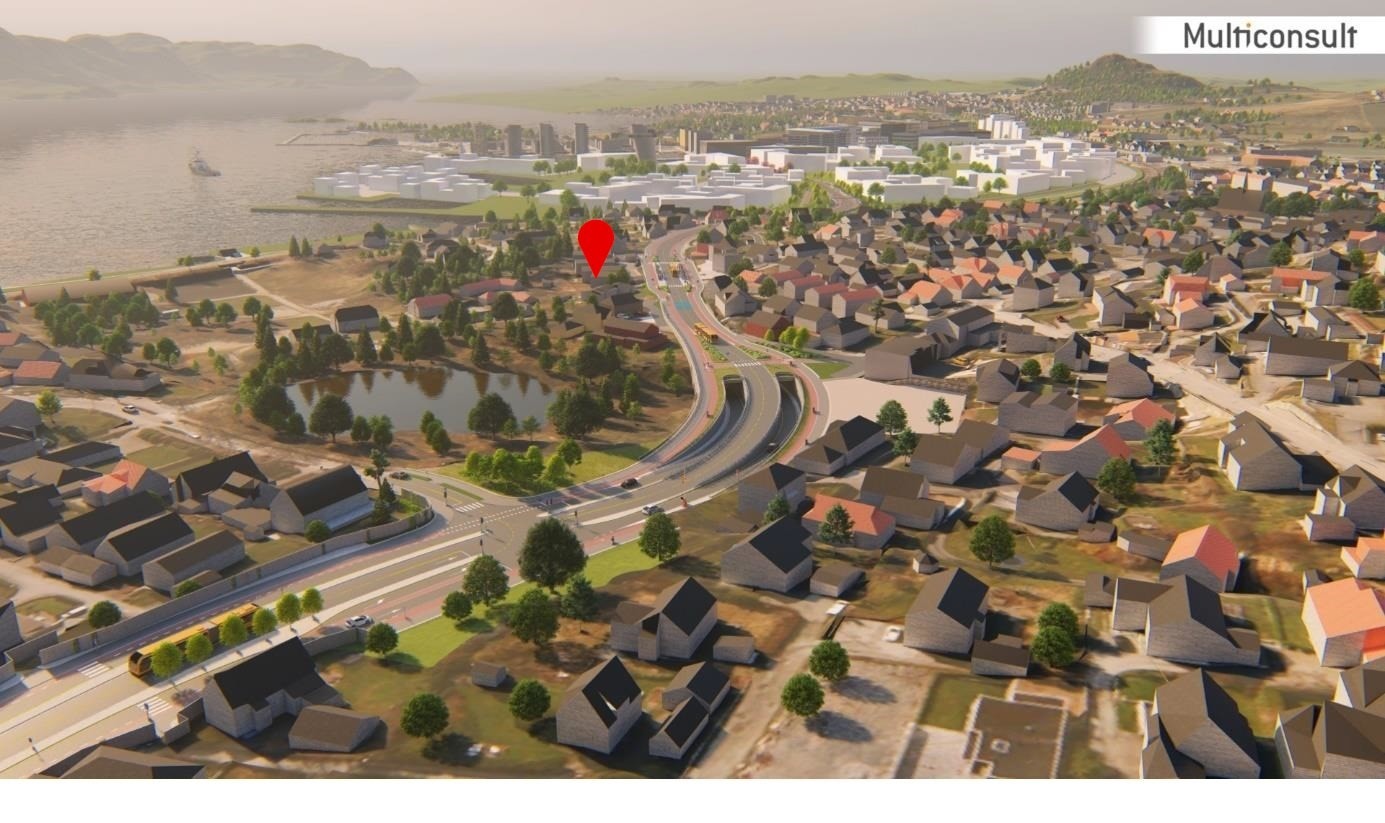 Illustrasjon Bussveien: Vaulen med Jåttå i bakgrunnen Galleribilde