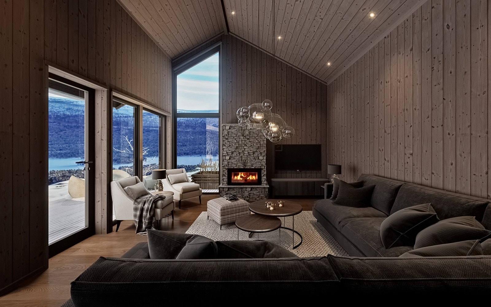 Nyt naturen fra sofakroken mens veden knitrer i peisen Galleribilde