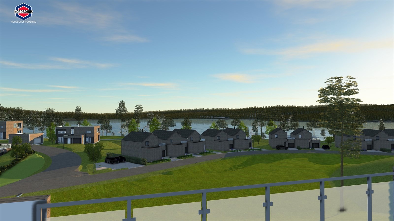 Bygger du dette flotte funkishuset vil du få ca. denne utsikten fra terrassen. Galleribilde