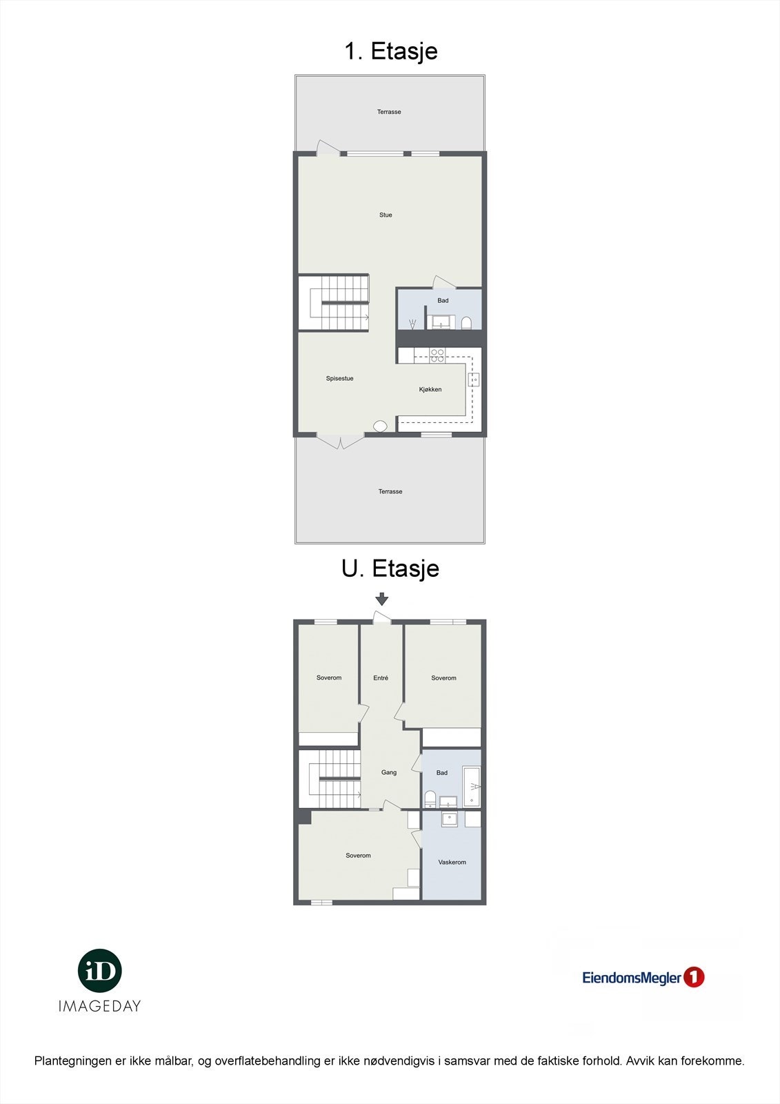 Plantegninger med oversikt over begge etasjer. Galleribilde