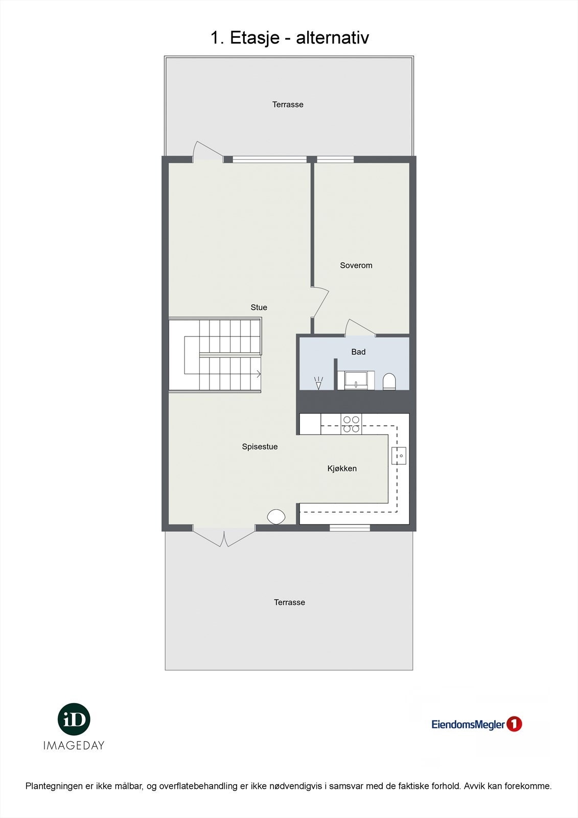 Alternativ planløsning der du kan få et ekstra soverom med eget bad. Galleribilde