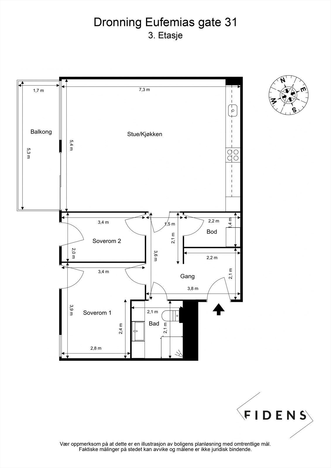 Praktisk planløsning som gir en god romfølelse Galleribilde