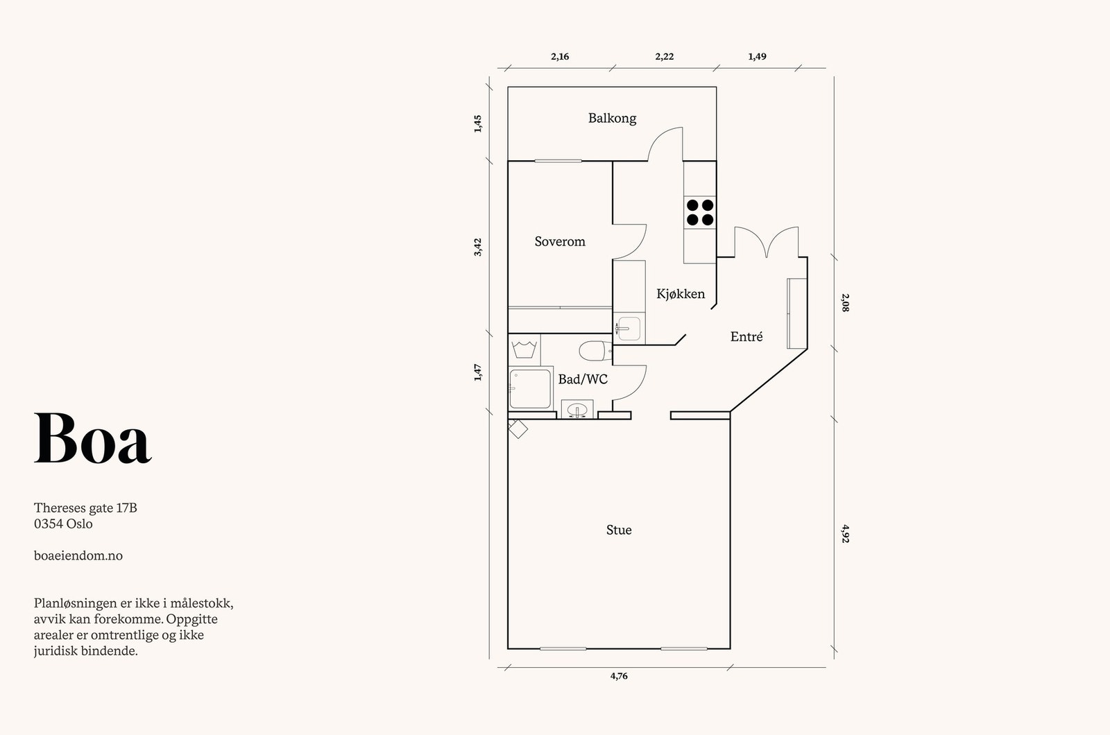 2. etasje: Entré, bad, kjøkken, stue og soverom. Balkong. Galleribilde