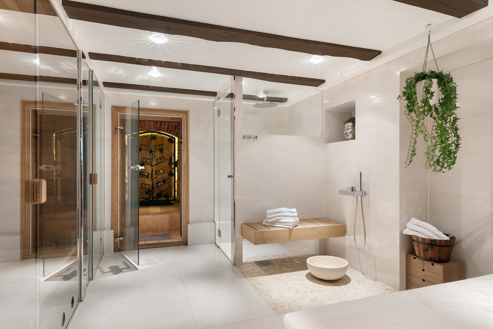 Fra spa-avdelingen er det dør inn til boligens vinkjeller Galleribilde