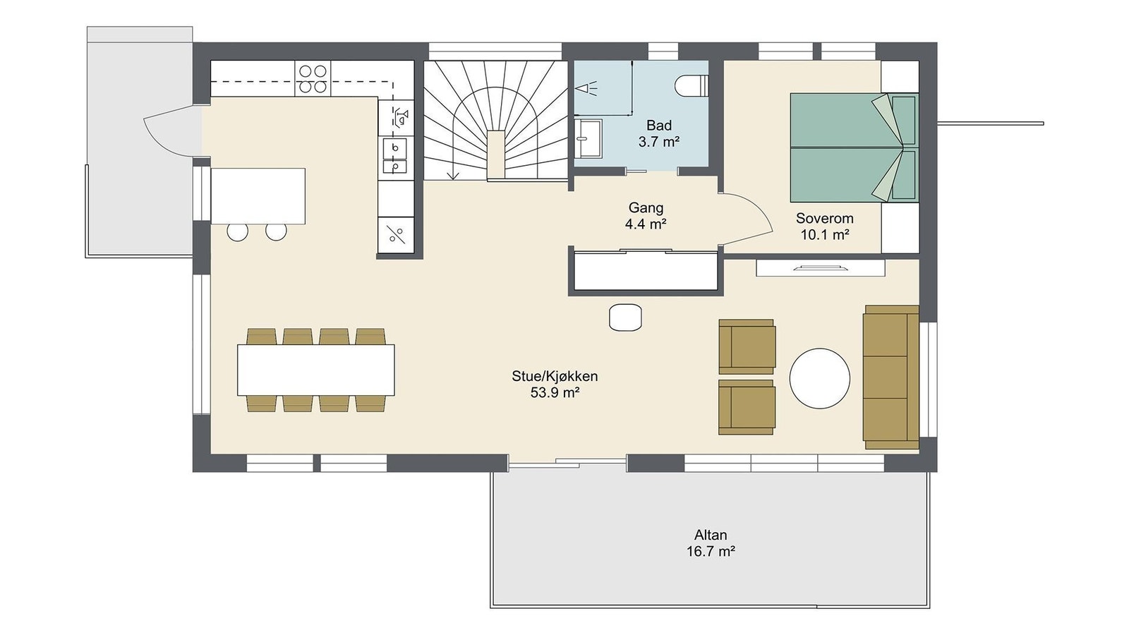 Plantegning Vennlig overetasje Galleribilde