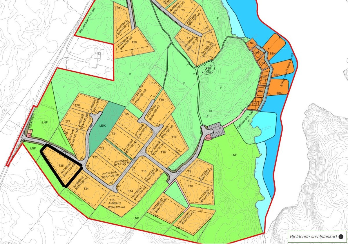 Bilder viser markert tomt. Galleribilde