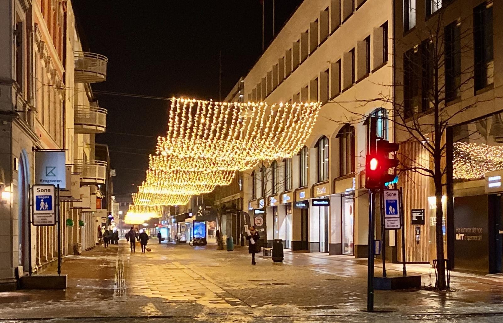 Fra Grev Wedels Plass kan du gå nesten tørrskodd til Bragernes torg via den isfrie gågata Galleribilde