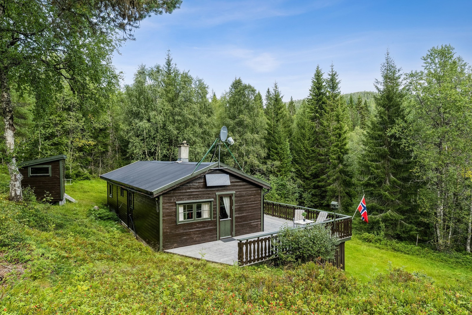 Hytta har en skjermet beliggenhet med nærhet til flotte turmuligheter sommer som vinter. Galleribilde