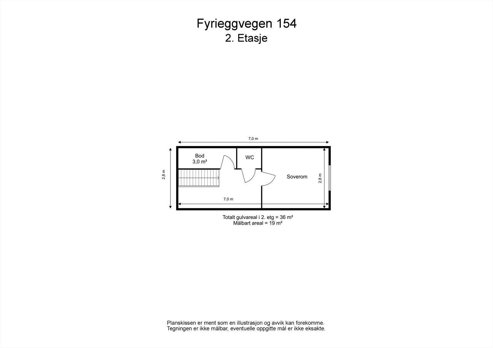 Planløsning 2. etasje Fyrieggvegen 154 Galleribilde