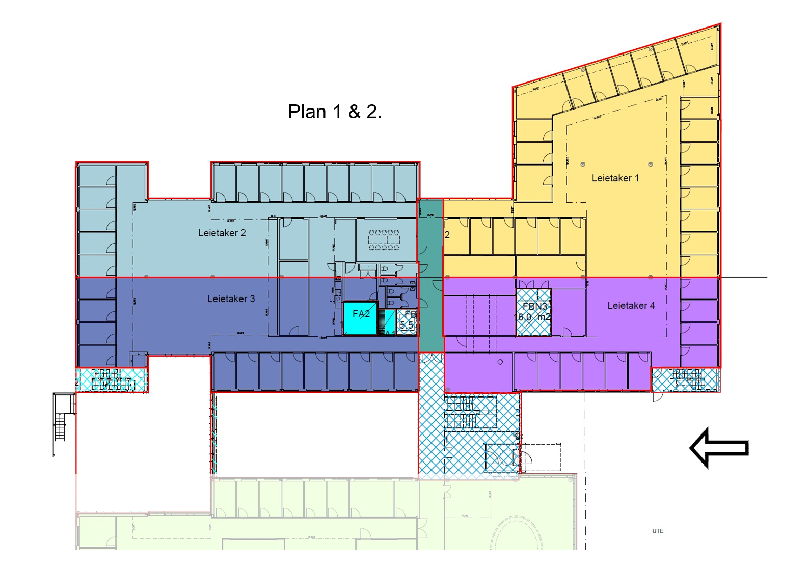 Eksempel til delingsmuligheter - Plan 1 og 2. Galleribilde