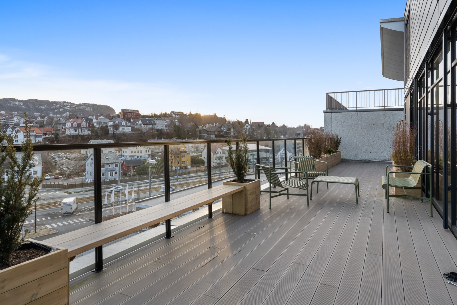 Takterasse på fasade mot øst. Foto: Fotograf Mats Lie AS Galleribilde