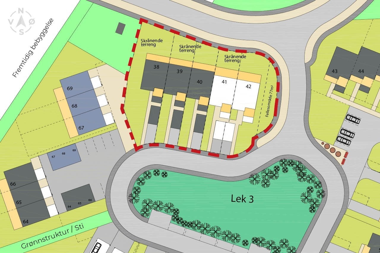 Utomhusplan - Boligenes plassering på tomten Galleribilde