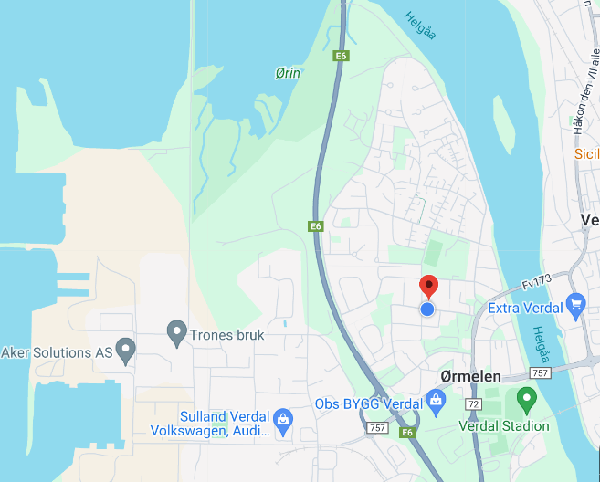 Kort vei fra E6, gang og sykkelsti til industriområde og friluftsområde. Galleribilde
