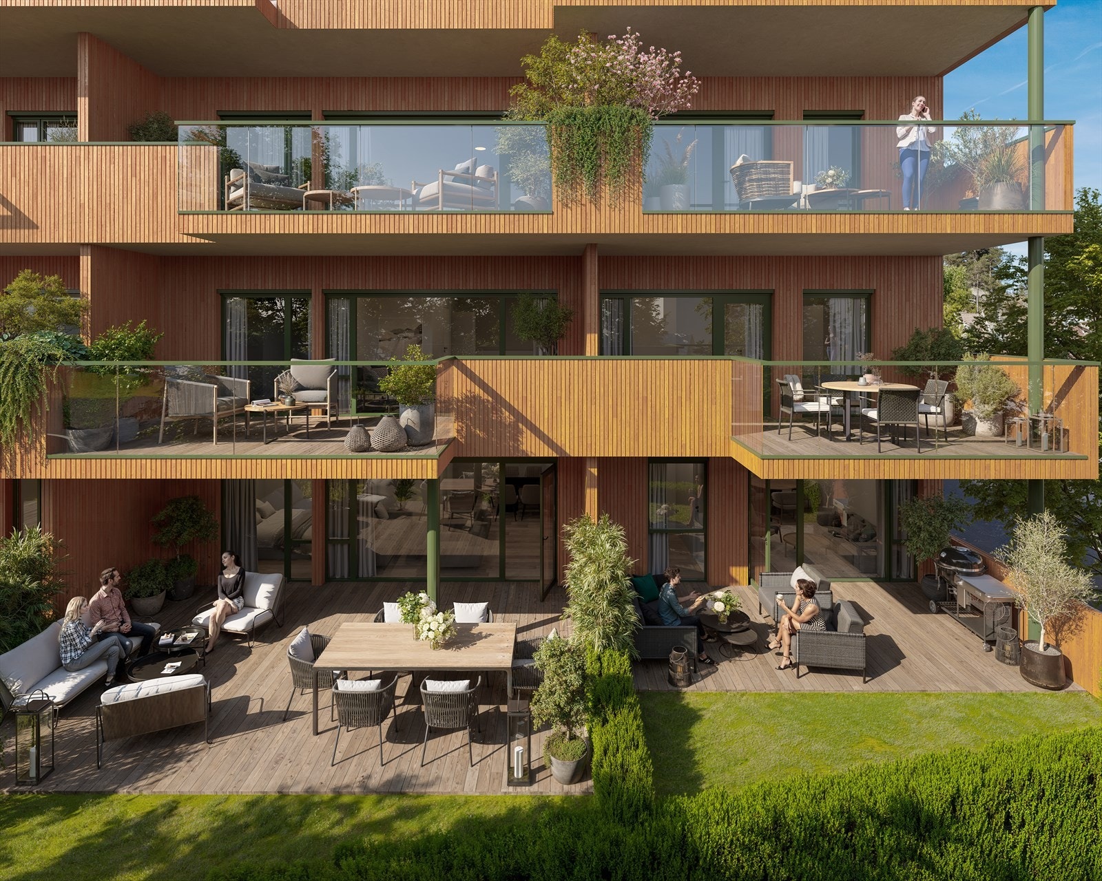 3D illustrasjon fra veranda til leil. H0202, H0203, H0302, H0303, H0402 og H0403 Galleribilde